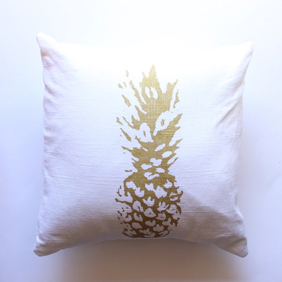 Gold Pineapple Throw Pillow White Pineapple by NestaHome on Etsy