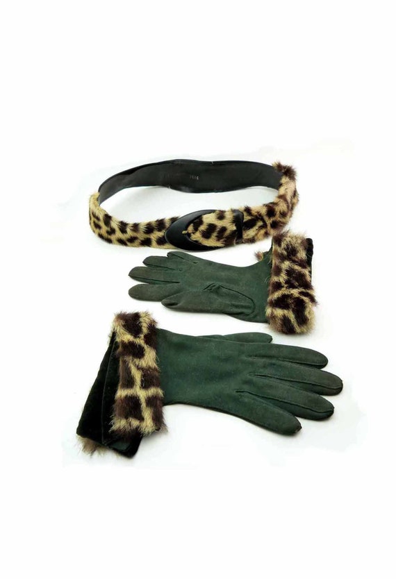 Items similar to 1950s Civet Fur Trimmed Belt & Gloves Calderon Fine