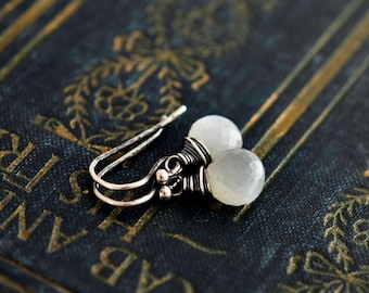 Moonstone Earrings, Drop Earrings, Gemstone Earrings, Moonstone Jewelry, Sterling Silver, Dangle Earrings, Stormy Weather, PoleStar