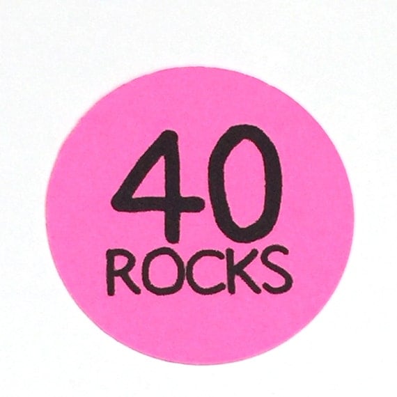 40th Birthday Stickers - Round 1 1/2 Inch Handmade Stickers, 40 ROCKS ...