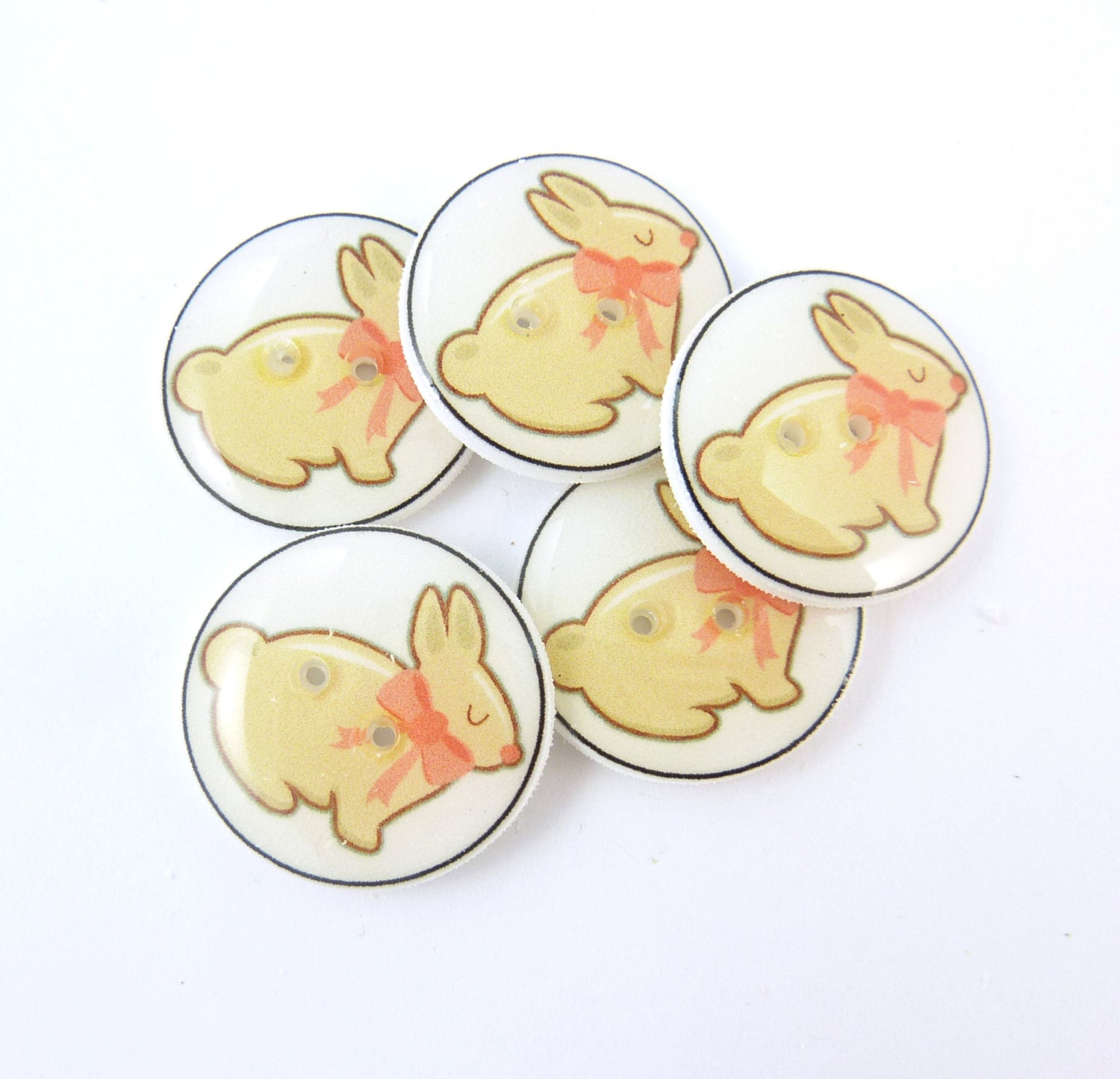 5 Rabbit Buttons. Decorative Novelty Sewing Bunny Buttons.
