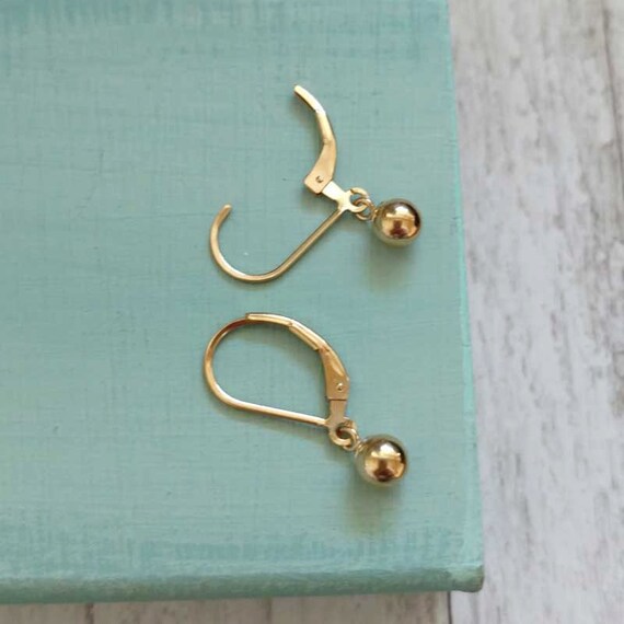 Gold Ball Hook Earrings Gold Ball Dangle by RemyandMeJewelry