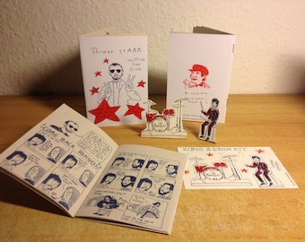 Ringo Starr Unofficial Fan Zine by Lizz Lunney and Wilm Lindenblatt Beatles Art + Free Drum Kit Postcard