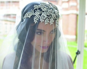 Amazing Crystal 1920's Deco Style Bridal Rhinestone Wedding Bridal Headpiece - Art Deco - Art Nouveau The Great Gatsby - Vintage Wedding