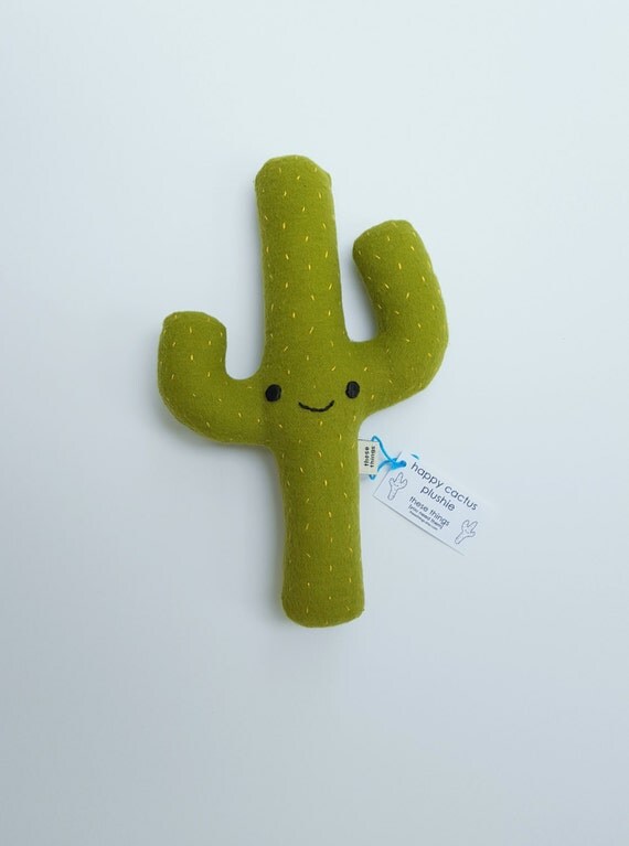happy cactus plushie by thesethings on Etsy