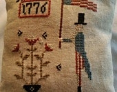 Americana Decor, Primitive Decor, Patriotic Decor, Uncle Sam, Embroidered Pillow, Red White and Blue, Hand Stitched Pillow, Cross Stitch