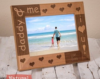 Daddy & Me Personalized Picture Frame - Dad Birthday Gift - Fathers Day Gift - Gifts for Dad - Wood Engraved