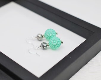 Mint Green Earrings, Flower Earrings, Green Earrings, Spring Earrings, Lucite Earrings, Floral Earrings, Dangle Earrings, Gift for Her