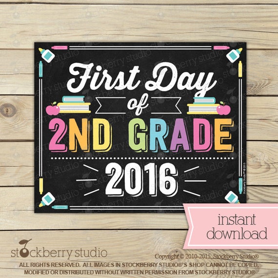 Items similar to Girl First Day of 2nd Grade Sign - 1st Day of School ...