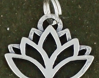 Sterling Silver Lotus Flower Charm Pendant