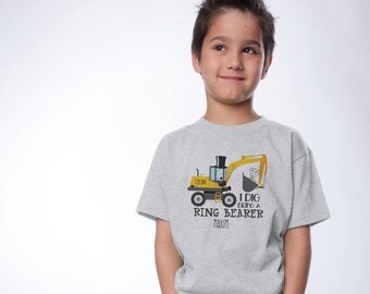 Ring Bearer Gift - Mr. Bulldozer Shirt - Personalized Bridal Party Gifts - I Dig Being a Ring Bearer - Handcrafted Wedding -Flower Girl Gift