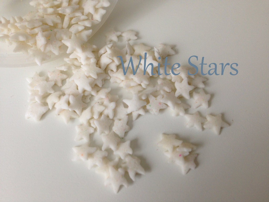 Sprinkles White Stars Jimmies. Edible Quins Sprinkles