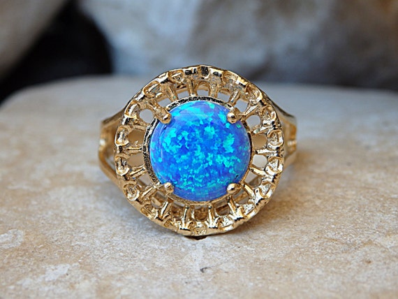 Solitaire Opal Ring. Turquoise Opal Ring Blue Opal Ring