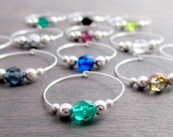 12 - Crystal Wine Charms | Gift Box | Wine Glass Charms - Unique Wine Gift - Wine Accessories - Wine Hostess Gift - Glass Markers | SPC12-1