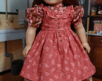 Prairie Ruffle Dress and Pinafore for American Girl or similar 18 inch doll-historical, pioneer