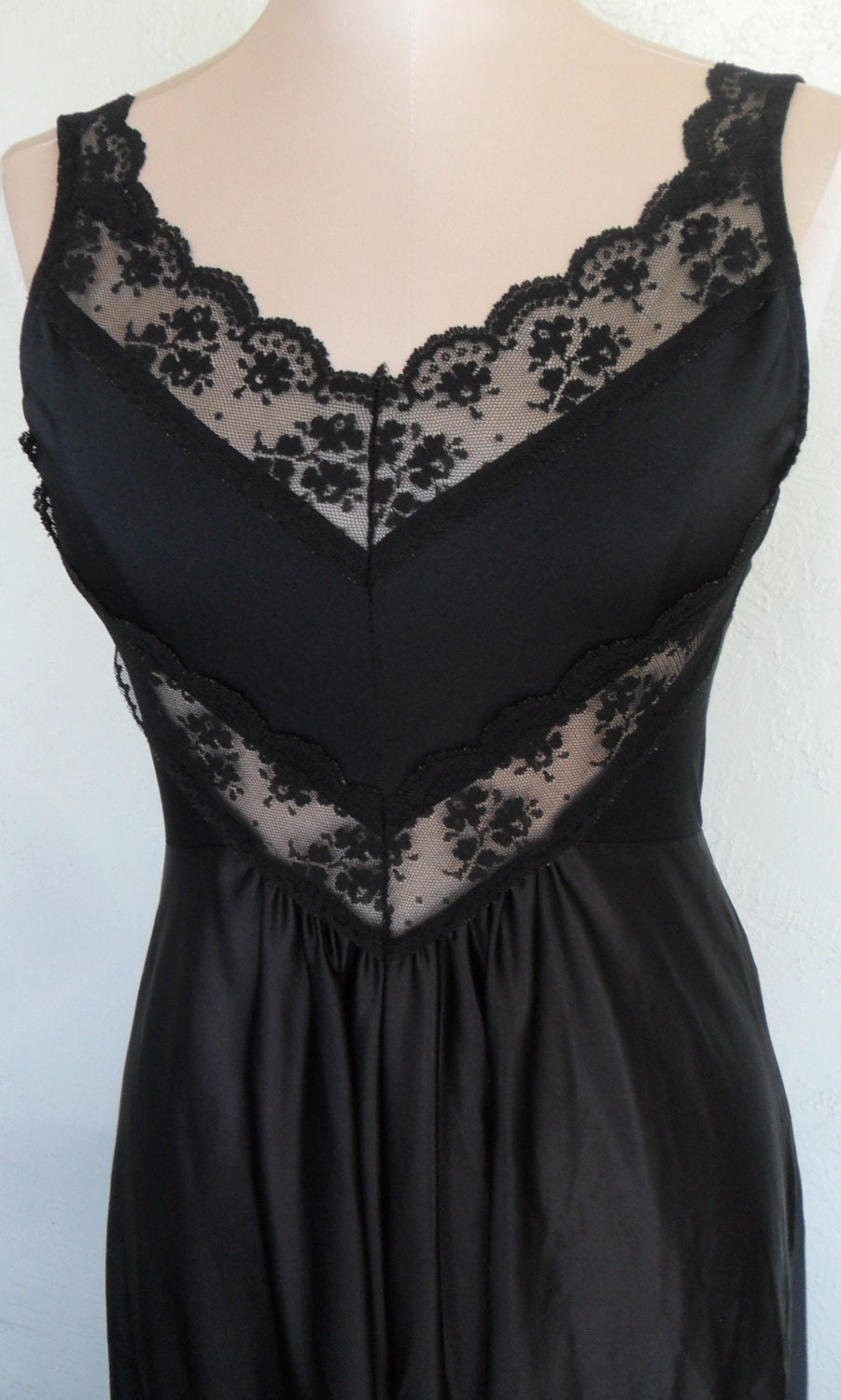 Vintage Nightgown Negligee Petra Fashions Black Olga Style