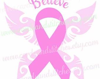 Awareness Ribbon SVG - Breast Cancer SVG - Digital Cutting File - Silhouette SVG - Instant Download - Cricut Cut - Svg, Dxf, Jpg, Eps, Png