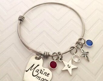 Military Mom Jewelry - Personalized Military Jewelry- Hand Stamped Jewelry - Marine Mom - Army Mom Bracelet - Navy Mom - The Charmed WIfe