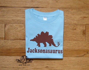 Personalized kids dinosaur shirt, stegosaurus dinosaur shirt, personalized dinosaur birthday t shirt for boys