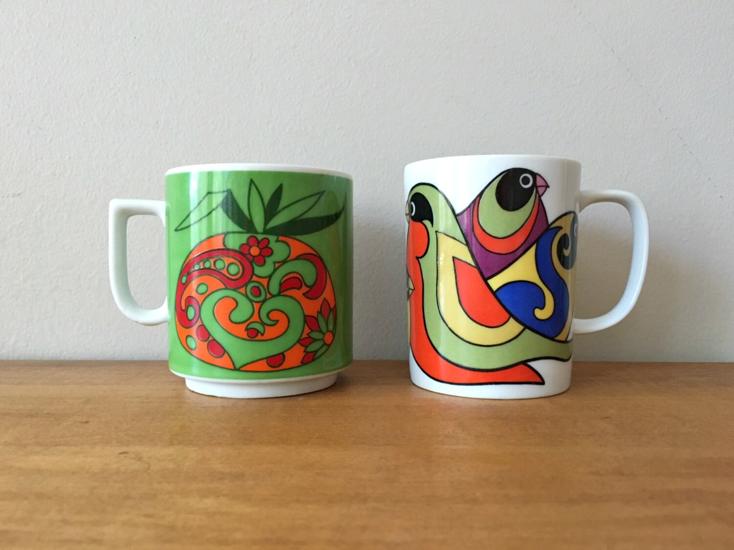 Psychedelic Mod 1960s  Coffee  Mugs Tea Cups 
