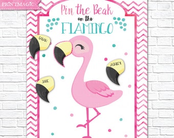 Pin the Beak on the Flamingo Printable Party Game - 3 Poster Sizes - Flamingo Birthday Party Game - Flamingo Party Game - Instant Download