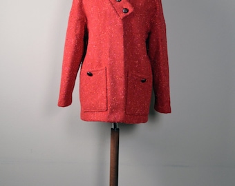 Wool coat, Winter coat,Red coat, Wool coat women, Womens clothing, asymmetrical coat, Winter fashion, Gift for her, Long jacket, Blazer