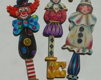 Send in the Clowns e-packet for wooden keys ornaments