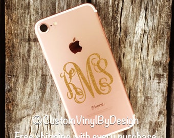 Ships Free! iPhone 7, iPhone 7 Case Monogram, iPhone 7 Monogram, iPhone 7 Sticker, iPhone 7 Decal, Otterbox Decal, Phone Monogram