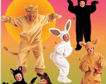 UNCUT Mens and Womens Animal Suit Costume Sewing Pattern McCall's 6106 Size XLarge Halloween Costume, Cat, Kangaroo, Tiger, Lion, Rabbit