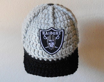 Raiders Baby Hat, Oakland Raiders Baby Hat, Sport Baby Hat, Team Baby Hats, Baby boy clothes, Baseball hat, Raiders baby hat, crochet hat