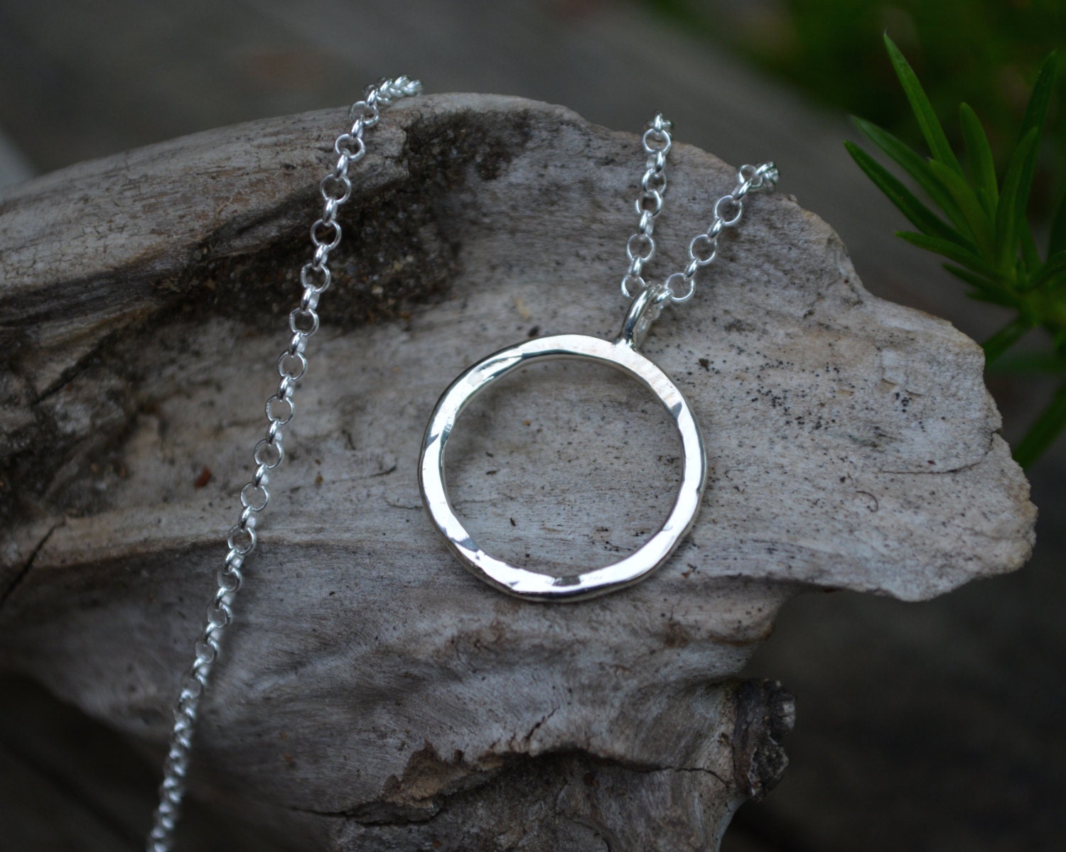 Sterling Silver Necklace Circle Necklace Sterling Circle