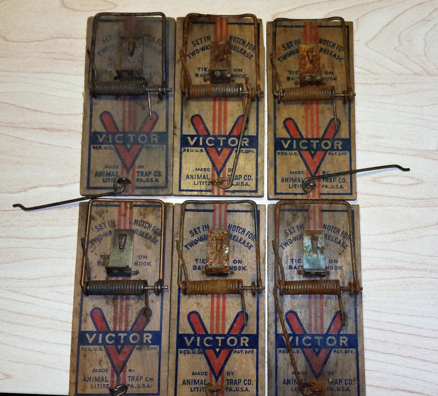 Vintage victor mouse traps made by animal trap