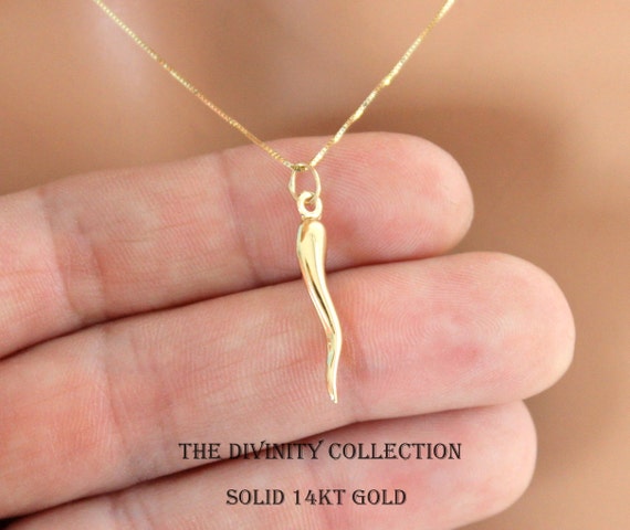 Italian Gold Chain >> Italian Horn Pendant Necklace 14K Yellow Gold Women Cornetto Italian Gold Chain >> Italian Horn Pendant Necklace 14K Yellow Gold Women Cornetto