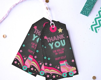 Roller Skating Party Favor Tags - Rollerskate Favors - Retro Rollerskate Party - Instant Download and Edit File at home with Adobe Reader
