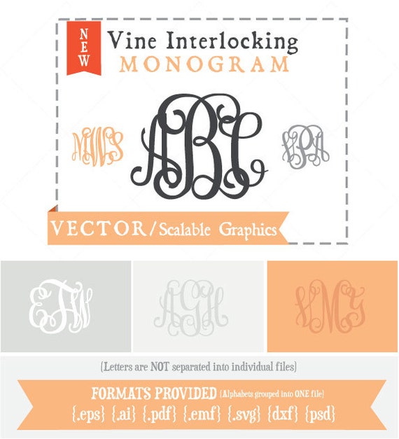 Download Interlocking Vine Monogram VECTOR Alphabet/Font: by Anamored