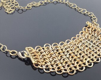 European 4-in-1 Brass Bib Chain Mail Necklace