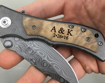 Monogram Knife, Custom Knives, Pocket Knife, Hunting Knife, Personalized Knife, Engraved Knives, Wood Knife, Folding Knife