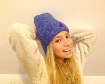Norwegian kids felted wool hat Boys Girls felt hat Kids Trolls hat Blue woolen hat Warm Winter hat 5-7y