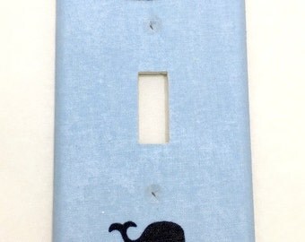 Whales Light Switch Plate Cover / Outlet Cover / Bedroom / Home Decor / Housewarming Gift / Nursery Decor / Kid's Room / Nautical / Navy