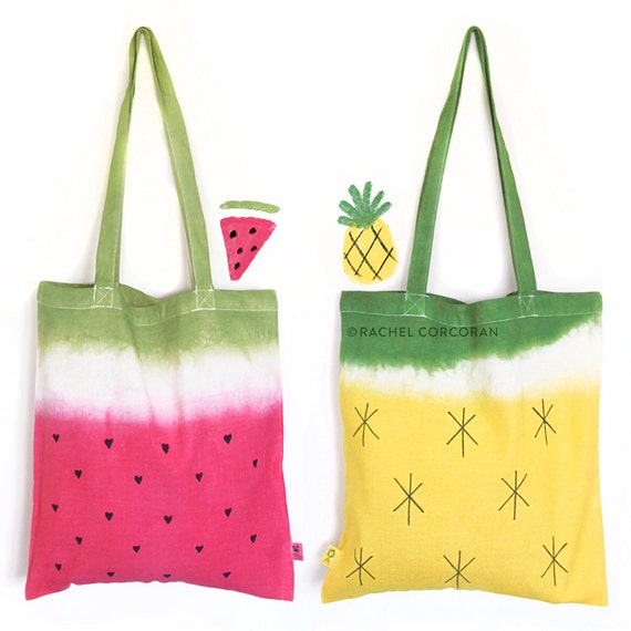 Canvas TOTE BAG Watermelon Bag Pineapple Print Canvas