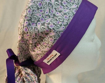 Ponytail Scrub Hat With Ribbon Ties