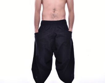 Japanese Style in Samurai Pants in Black Trouser by Watcharawaree