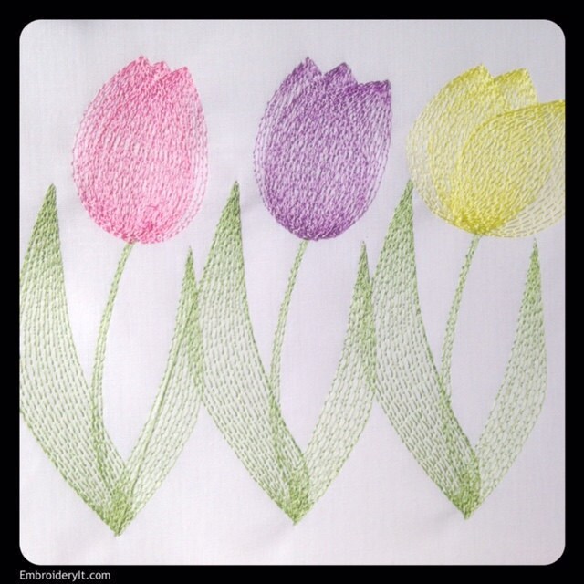 Tulip Flowers Embroidery Design Machine Embroidery Files in