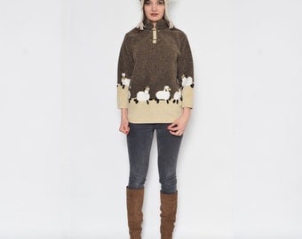 Vintage 90's Sheep Two Piece Jumper And Hat Set
