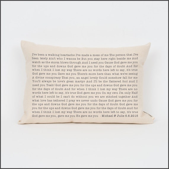 Song Lyric Pillow w/ 4 Font Choices Custom by FinchandCotter