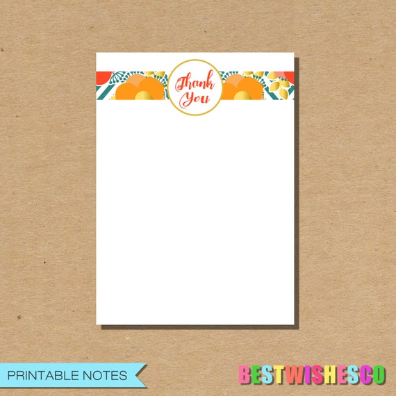 Floral Thank You Note Printable Stationery Digital File by Best Wishes ...