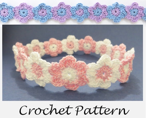 pattern headband summer crochet Flowers CrochetToZ Headband Linked Sizes by Pattern Crochet