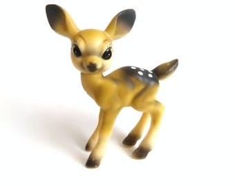 Rubber Deer Figurine, Vintage Fawn Deer, Japan Toy Animal