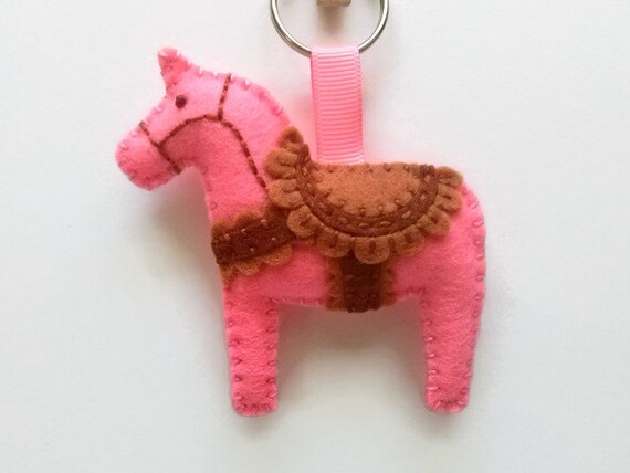 Items Similar To Felt Horse Keychain Plush Horse Keychain Pink Horse