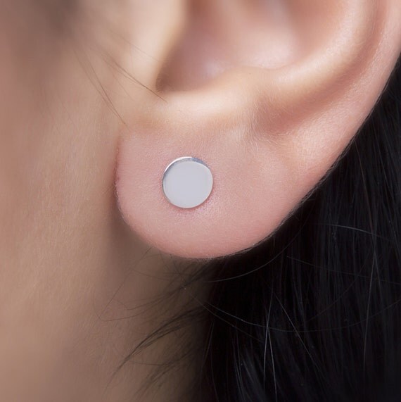 Disc earrings Personalised arrings Gold disc studs Tiny
